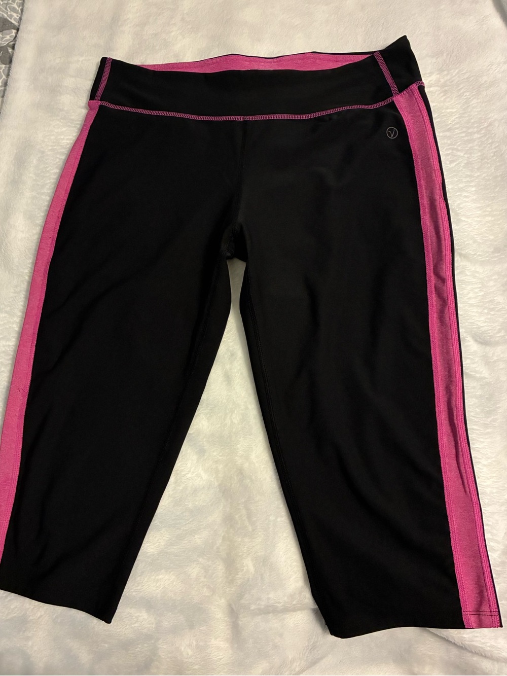 VOGO Athletica Black Capris with Pink Side Panels
